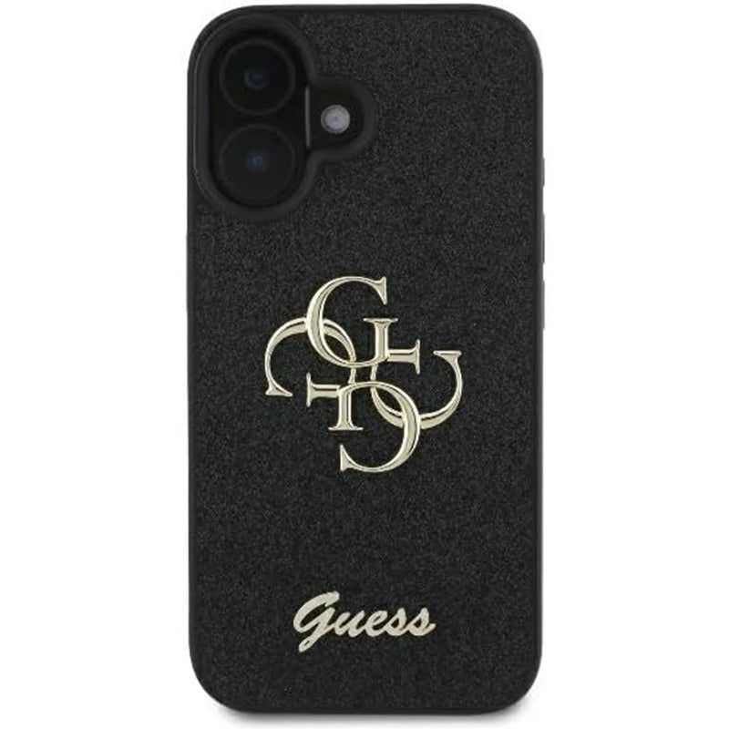 Husa pentru Apple iPhone 16, Guess, Fixed Glitter Big 4G, Neagra