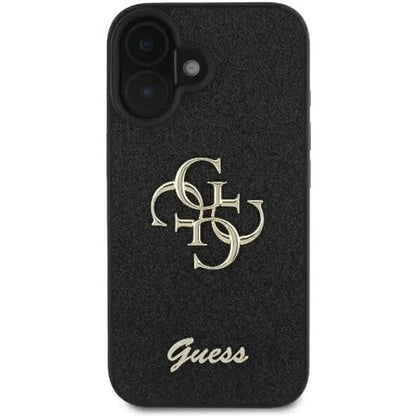 Husa pentru Apple iPhone 16, Guess, Fixed Glitter Big 4G, Neagra