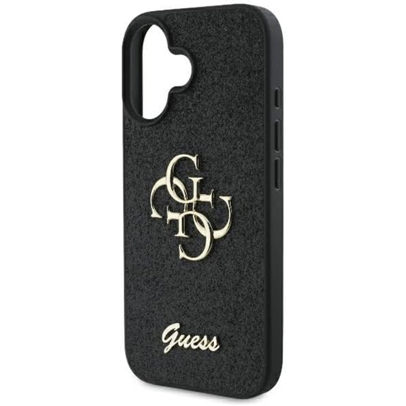 Husa pentru Apple iPhone 16, Guess, Fixed Glitter Big 4G, Neagra