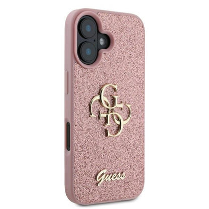 Husa pentru Apple iPhone 16, Guess, Fixed Glitter Big 4G, Roz