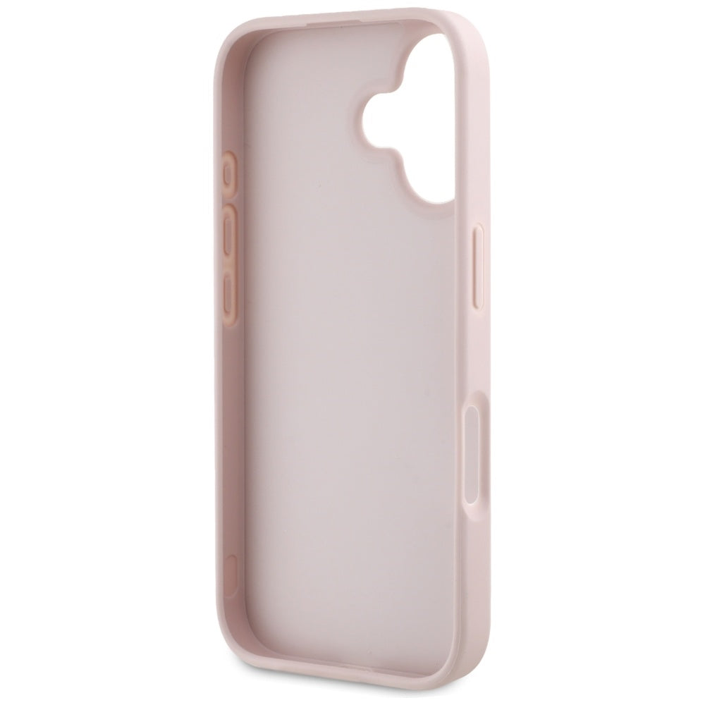 Husa pentru Apple iPhone 16, Guess, Grained Big 4G Logo Small Classic Logo, Roz