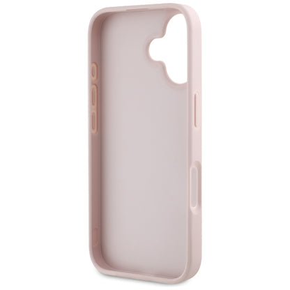 Husa pentru Apple iPhone 16, Guess, Grained Big 4G Logo Small Classic Logo, Roz