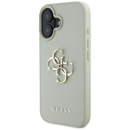 Husa pentru Apple iPhone 16, Guess, Grained Big 4G Logo Small Classic Logo, Verde