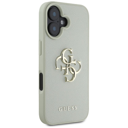 Husa pentru Apple iPhone 16, Guess, Grained Big 4G Logo Small Classic Logo, Verde