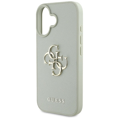 Husa pentru Apple iPhone 16, Guess, Grained Big 4G Logo Small Classic Logo, Verde