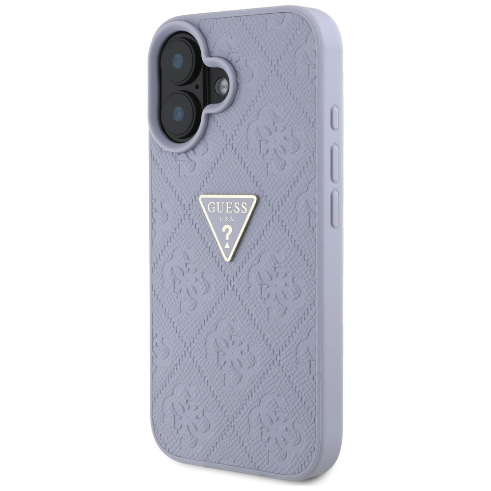 Husa pentru Apple iPhone 16, Guess, Hot Stamp 4G Pattern Triangle Logo, Mov Deschis