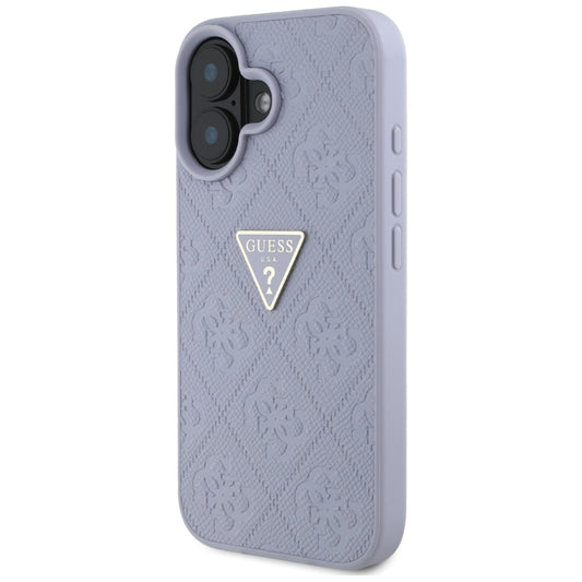 Husa pentru Apple iPhone 16, Guess, Hot Stamp 4G Pattern Triangle Logo, Mov Deschis