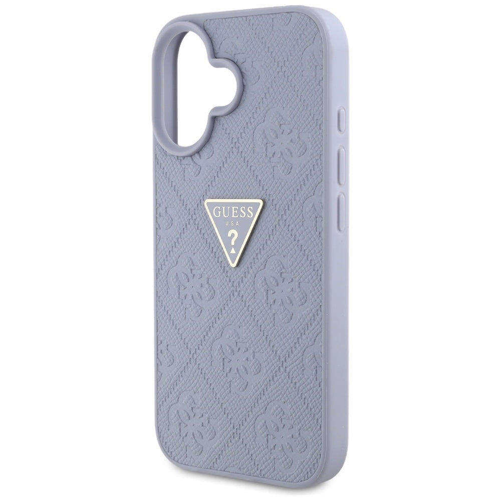 Husa pentru Apple iPhone 16, Guess, Hot Stamp 4G Pattern Triangle Logo, Mov Deschis