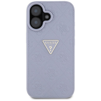 Husa pentru Apple iPhone 16, Guess, Hot Stamp 4G Pattern Triangle Logo, Mov Deschis