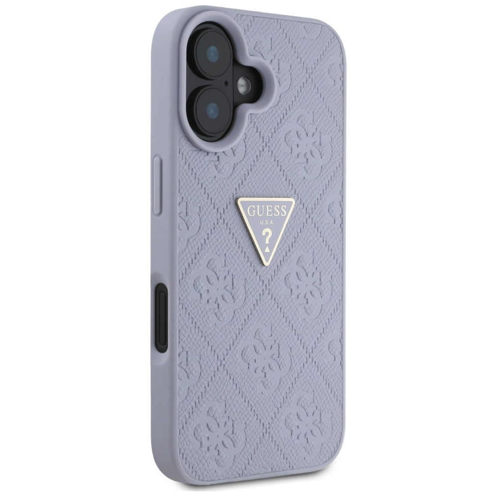 Husa pentru Apple iPhone 16, Guess, Hot Stamp 4G Pattern Triangle Logo, Mov Deschis
