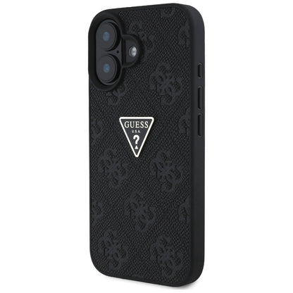 Husa pentru Apple iPhone 16, Guess, Hot Stamp 4G Pattern Triangle Logo, Neagra