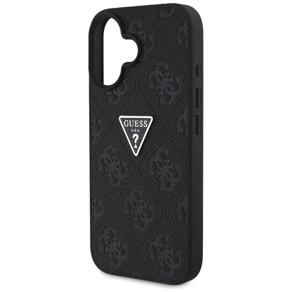 Husa pentru Apple iPhone 16, Guess, Hot Stamp 4G Pattern Triangle Logo, Neagra