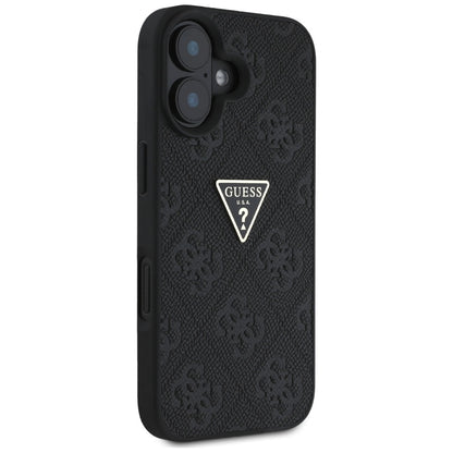 Husa pentru Apple iPhone 16, Guess, Hot Stamp 4G Pattern Triangle Logo, Neagra