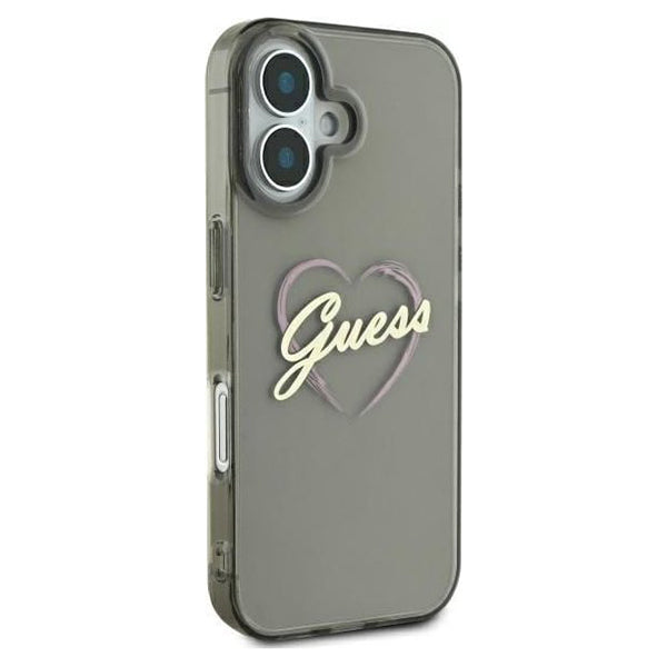 Husa pentru Apple iPhone 16, Guess, IML Heart, Neagra