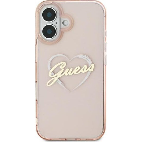 Husa pentru Apple iPhone 16, Guess, IML Heart, Roz