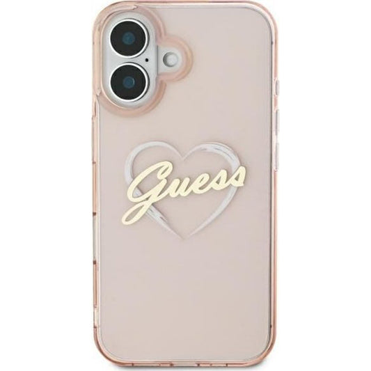 Husa pentru Apple iPhone 16, Guess, IML Heart, Roz