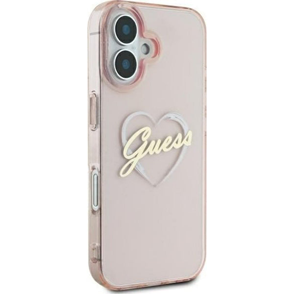 Husa pentru Apple iPhone 16, Guess, IML Heart, Roz