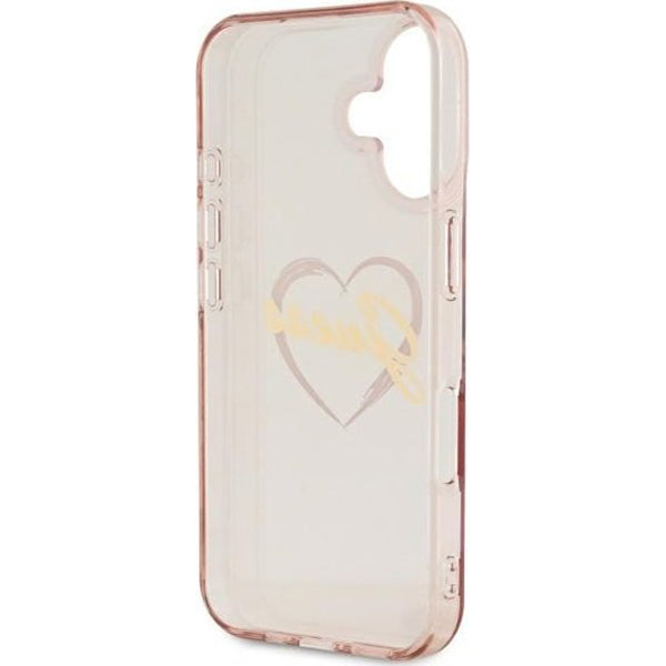Husa pentru Apple iPhone 16, Guess, IML Heart, Roz
