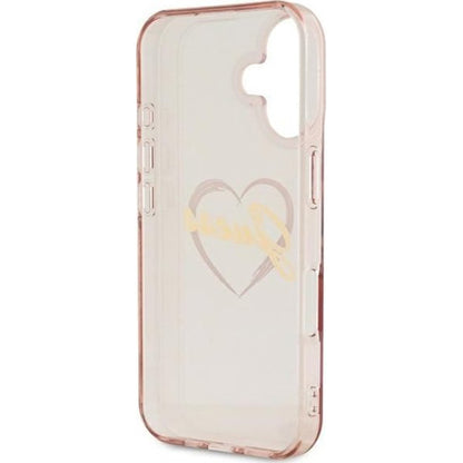 Husa pentru Apple iPhone 16, Guess, IML Heart, Roz