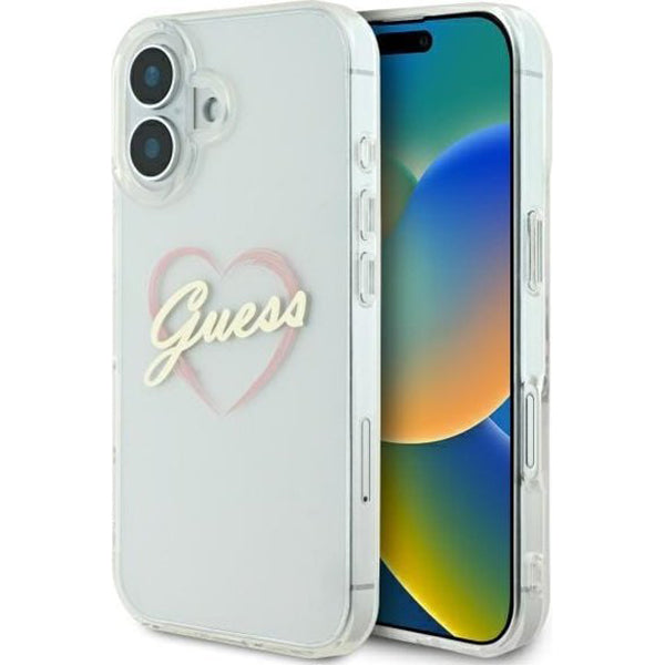 Husa pentru Apple iPhone 16, Guess, IML Heart, Transparenta