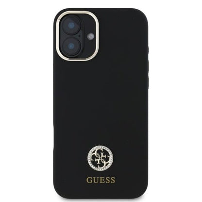 Husa pentru Apple iPhone 16, Guess, Logo Strass 4G, Neagra