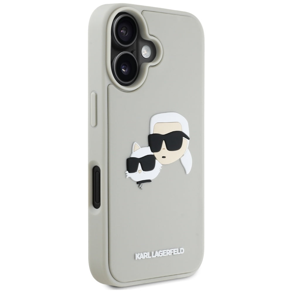 Husa pentru Apple iPhone 16, Karl Lagerfeld, 3D Rubber Karl & Choupette, Bej