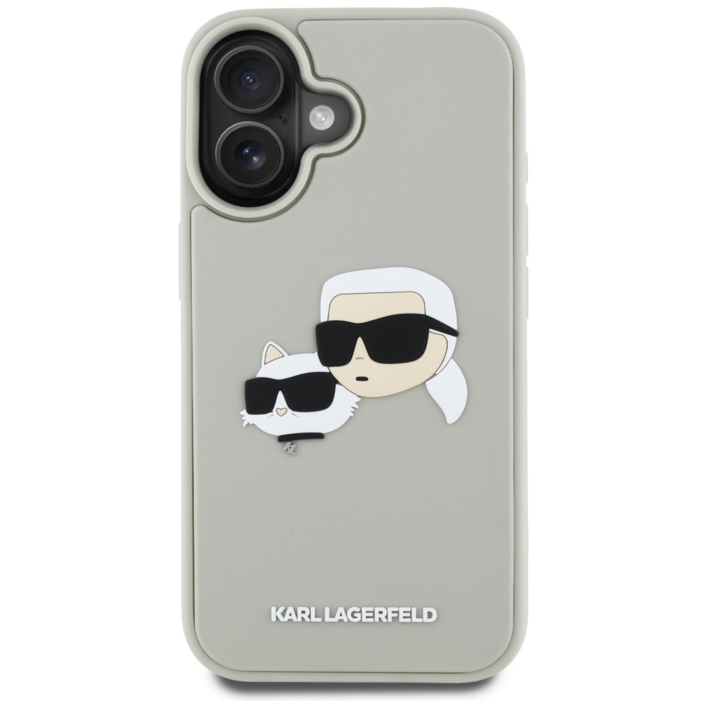 Husa pentru Apple iPhone 16, Karl Lagerfeld, 3D Rubber Karl & Choupette, Bej
