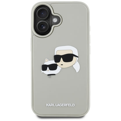 Husa pentru Apple iPhone 16, Karl Lagerfeld, 3D Rubber Karl & Choupette, Bej
