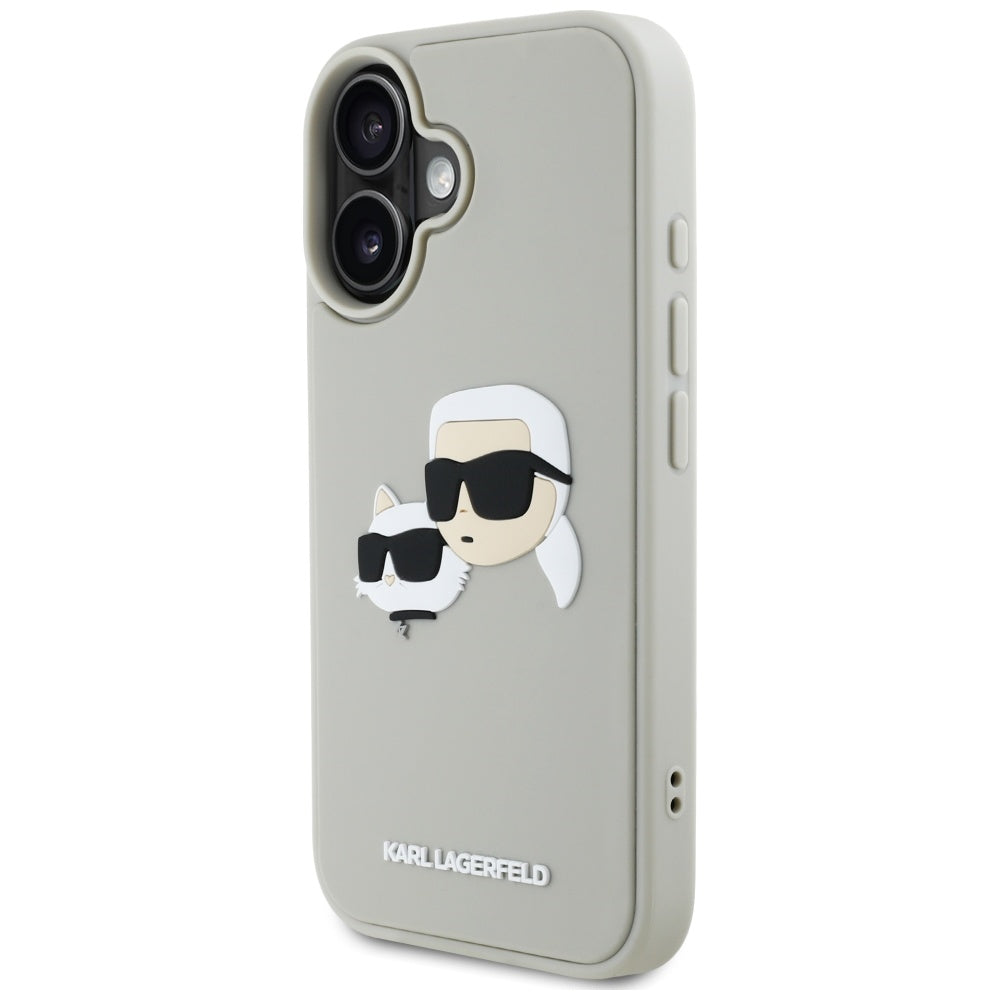 Husa pentru Apple iPhone 16, Karl Lagerfeld, 3D Rubber Karl & Choupette, Bej