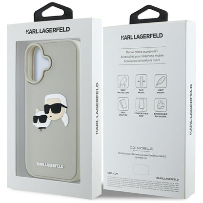 Husa pentru Apple iPhone 16, Karl Lagerfeld, 3D Rubber Karl & Choupette, Bej