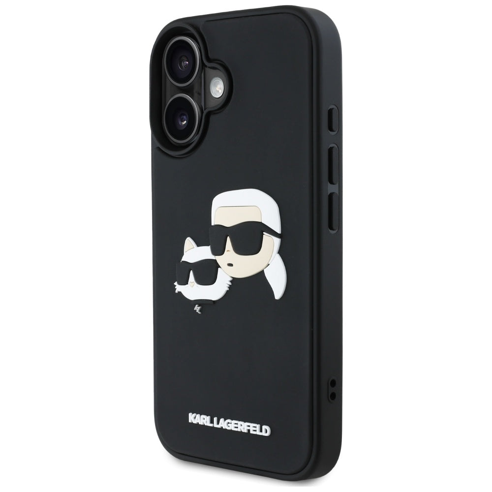 Husa pentru Apple iPhone 16, Karl Lagerfeld, 3D Rubber Karl & Choupette, Neagra