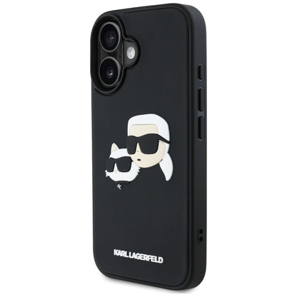 Husa pentru Apple iPhone 16, Karl Lagerfeld, 3D Rubber Karl & Choupette, Neagra
