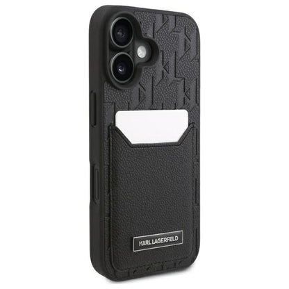 Husa pentru Apple iPhone 16, Karl Lagerfeld, Cardslots Monogram, Neagra
