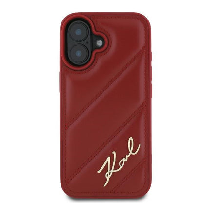 Husa pentru Apple iPhone 16, Karl Lagerfeld, Diagonal Quilted Script, Rosie