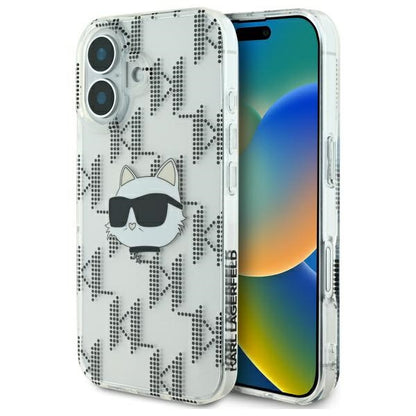 Husa pentru Apple iPhone 16, Karl Lagerfeld, IML Luxury Electroplated Choupette's Head, Transparenta