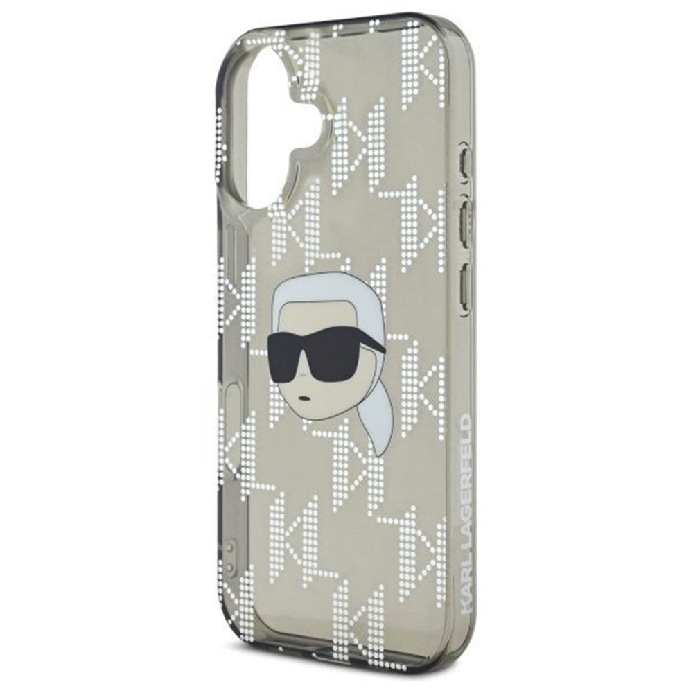 Husa pentru Apple iPhone 16, Karl Lagerfeld, IML Luxury Electroplated Karl's Head, Neagra