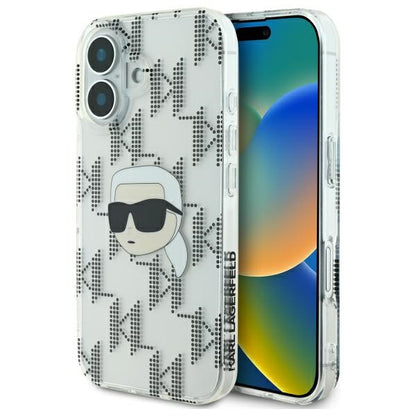 Husa pentru Apple iPhone 16, Karl Lagerfeld, IML Luxury Electroplated Karl's Head, Transparenta