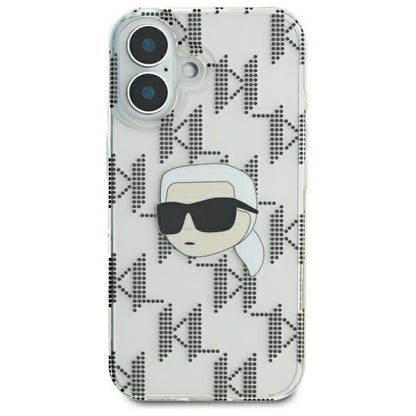 Husa pentru Apple iPhone 16, Karl Lagerfeld, IML Luxury Electroplated Karl's Head, Transparenta