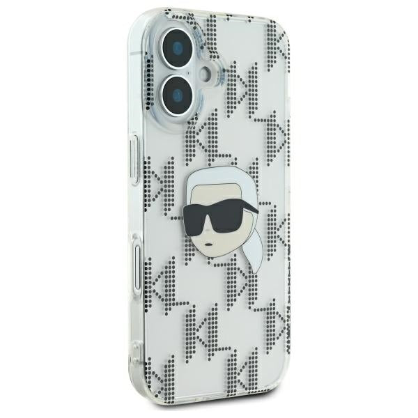 Husa pentru Apple iPhone 16, Karl Lagerfeld, IML Luxury Electroplated Karl's Head, Transparenta