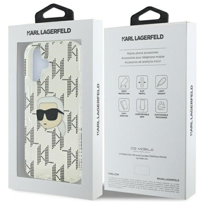 Husa pentru Apple iPhone 16, Karl Lagerfeld, IML Luxury Electroplated Karl's Head, Transparenta