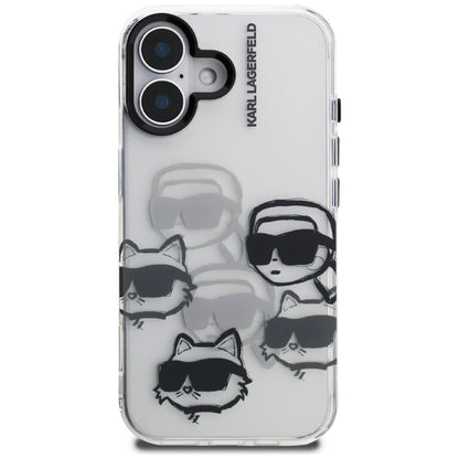 Husa pentru Apple iPhone 16, Karl Lagerfeld, IML Luxury Multi Head Pattern, Transparenta