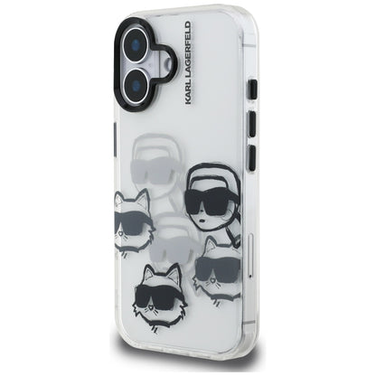 Husa pentru Apple iPhone 16, Karl Lagerfeld, IML Luxury Multi Head Pattern, Transparenta