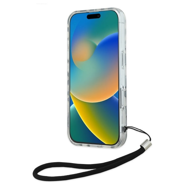 Husa pentru Apple iPhone 16, Karl Lagerfeld, IML Luxury Zebra Pattern with Strap, Neagra