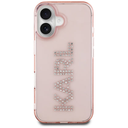 Husa pentru Apple iPhone 16, Karl Lagerfeld, IML Rhinestones Pink Logo, Roz