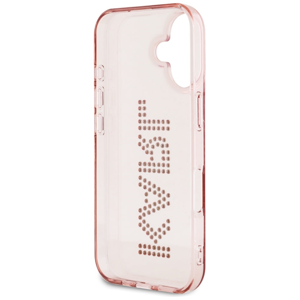 Husa pentru Apple iPhone 16, Karl Lagerfeld, IML Rhinestones Pink Logo, Roz