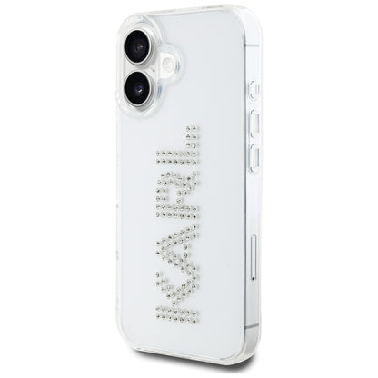 Husa pentru Apple iPhone 16, Karl Lagerfeld, IML Rhinestones Transparent Logo, Transparenta