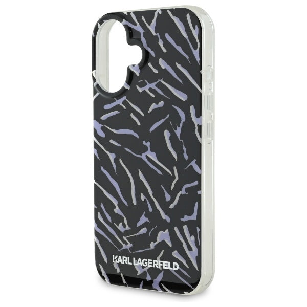 Husa pentru Apple iPhone 16, Karl Lagerfeld, Zebra with Cord Strap, Mov