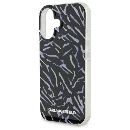 Husa pentru Apple iPhone 16, Karl Lagerfeld, Zebra with Cord Strap, Mov