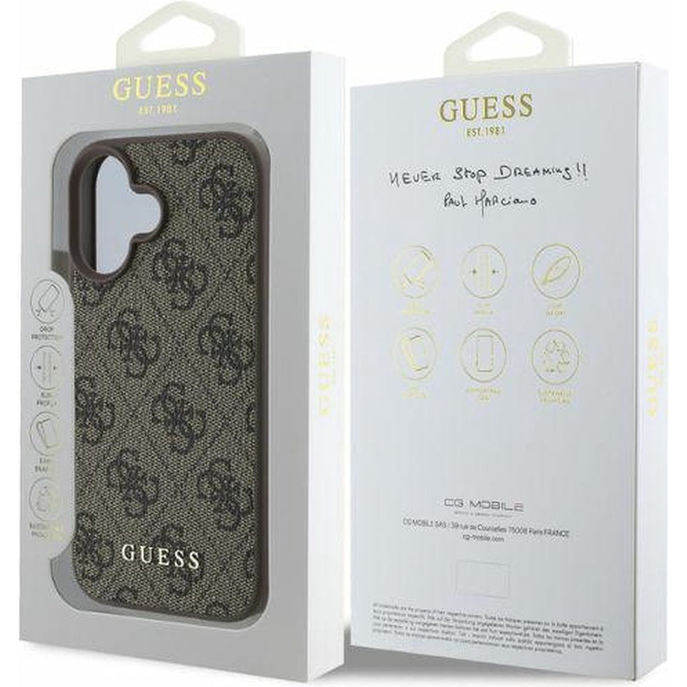 Husa pentru Apple iPhone 16 Plus, Guess, 4G Classic, Maro