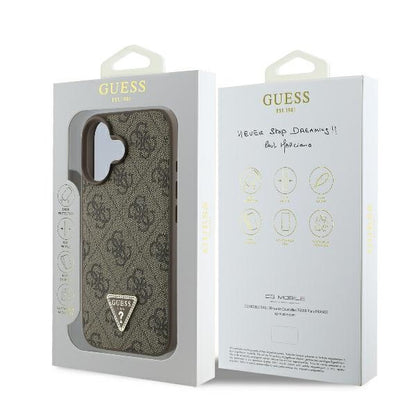Husa pentru Apple iPhone 16 Plus, Guess, 4G Triangle Strass, Maro